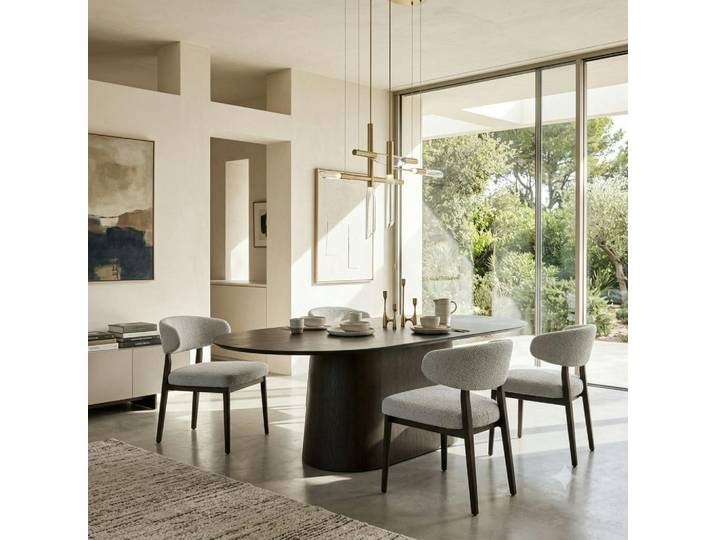 Table À Manger Design Ovale En Chêne Brun 200 Cm Loren