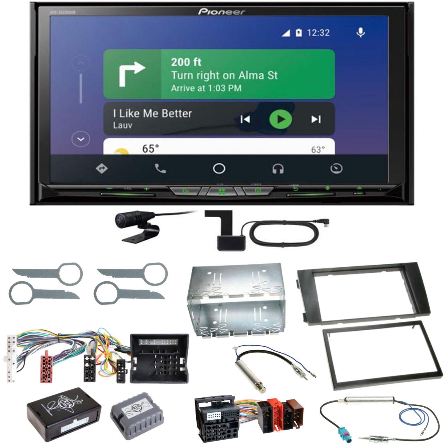 Pioneer AVH-Z9200DAB Android Auto Carplay Einbauset für Audi A6 4B Facelift