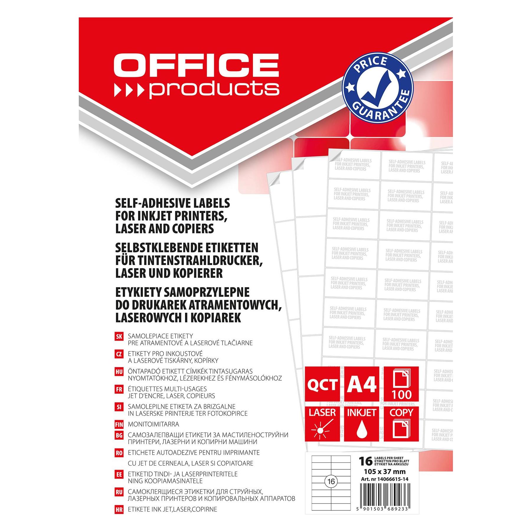 Office Products Etiketten, 105x37mm, weiss, 100 blatt (47273978)