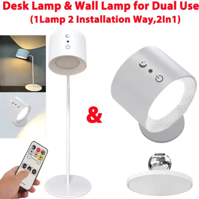Inspire Picks Dual Head Rechargeable LED Wall Lamp 360 Rotatable Wireless Reading Light With Touch & Remote Control c 2pcs