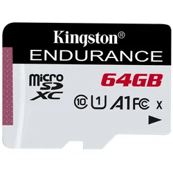 Kingston High Endurance (64 GB, microSDXC, U1, UHS-I), Speicherkarte, Weiss, Schwarz