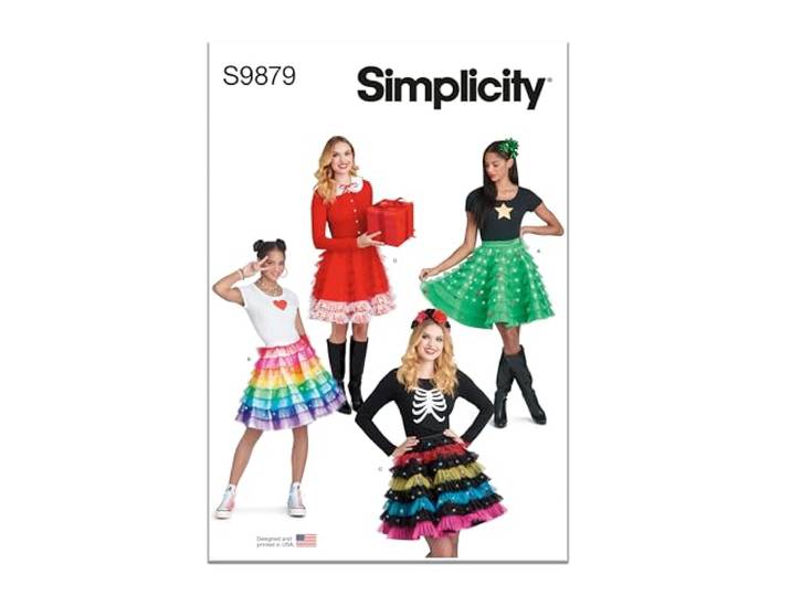 SIMPLICITY SS9879H5 Vakantie rokken, kraag en applicaties H5 (6-8-10-12-14)