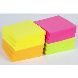 Viking Haftnotizen 76 x 76 mm Farbig sortiert Neon 12 Blöcke à 100 Blatt