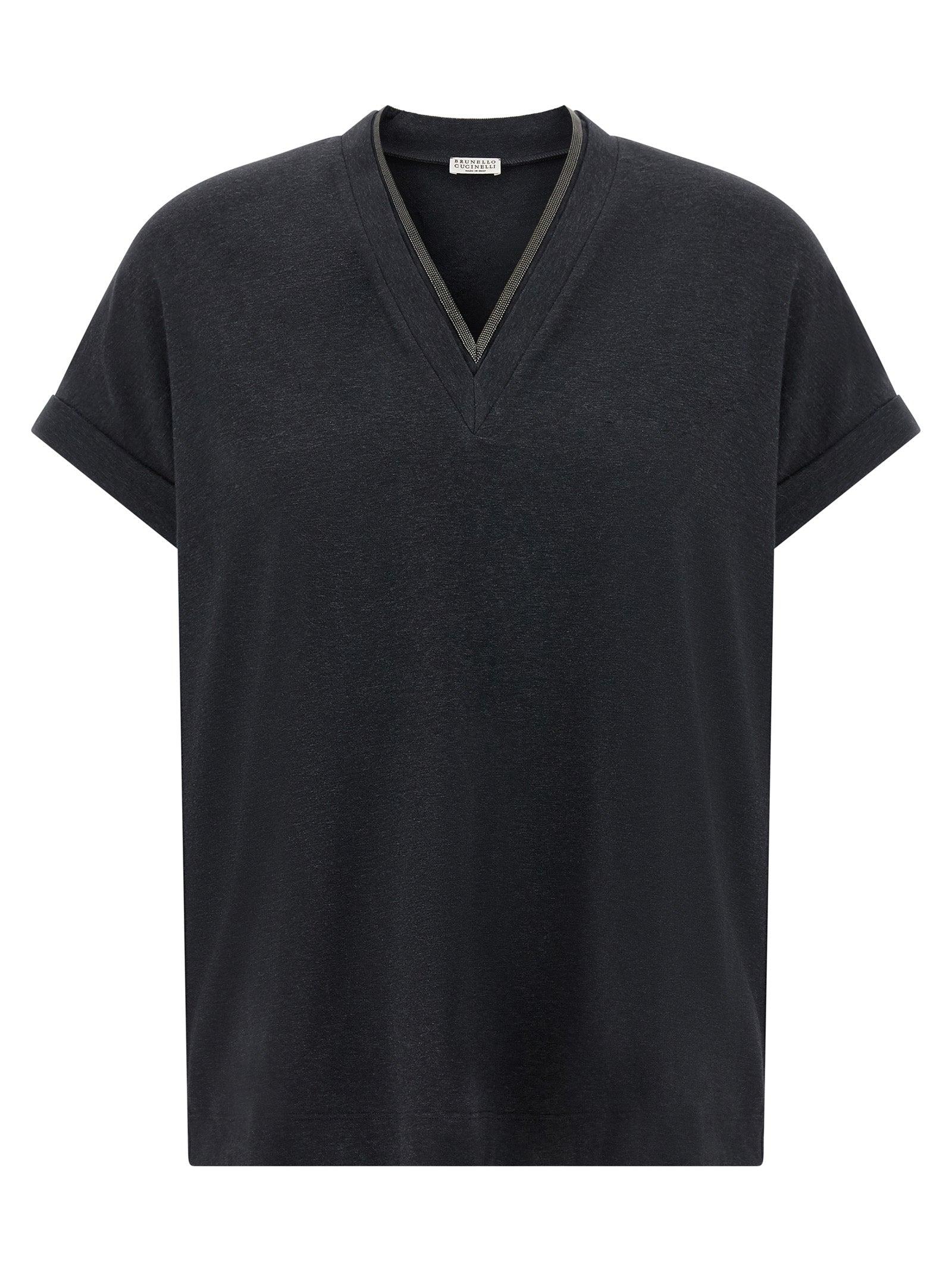 Brunello Cucinelli Graues Baumwoll-T-Shirt
