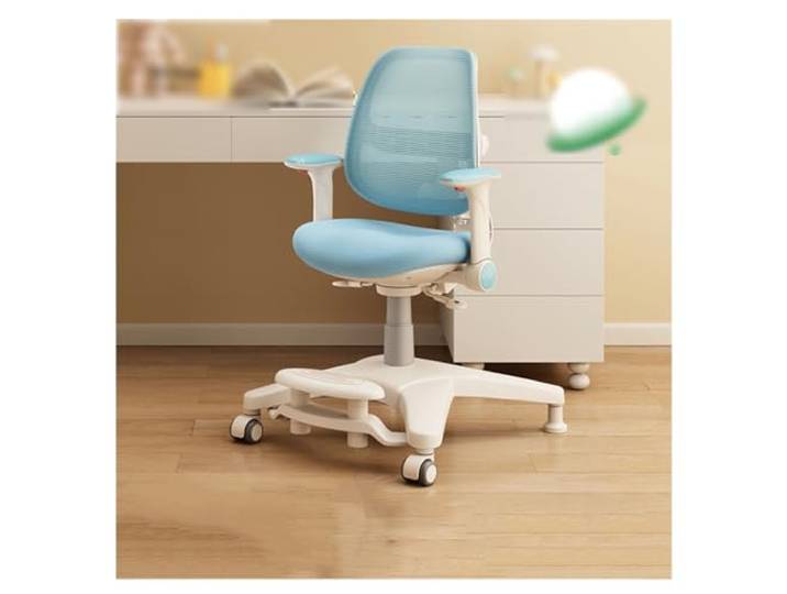 M4VJjuhEC Chaiselongue Kinder-Studienstuhl, Studenten-Hausaufgabenstuhl mit Fußstütze und Rückenlehne, korrekte Haltung, anhebbarer Schreibstuhl(Blue)