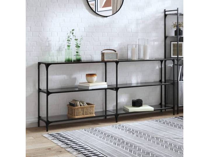 SALE 2025 Console polyvalent - Table console avec dessus en verre noir 194 5x30x81 cm acier 27 71 Kg 7732