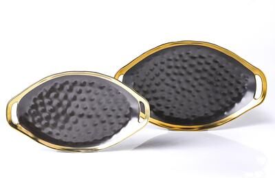 Stone Lain Florian Porcelain 2-Piece Oval Plate with Handle Service Set