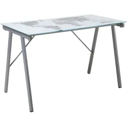 Schreibtisch mit Glasplatte Grau/Weiß ca. 113x58x73cm
