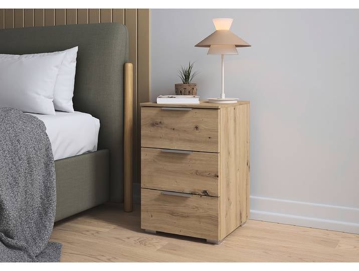 Nachtkommode 61cm 2er Set Holz/Eiche Artisan Dekor Aluminium