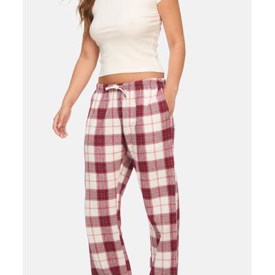 Pyjama HUNKEMÖLLER "Flannel Pyjama Pants", Damen, Gr. M, rot (weiß), 100% Baumwolle, Homewear-Sets Pyjama