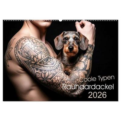 Coole Typen - Rauhaardackel (Wandkalender 2026 DIN A2 quer), CALVENDO Monatskalender
