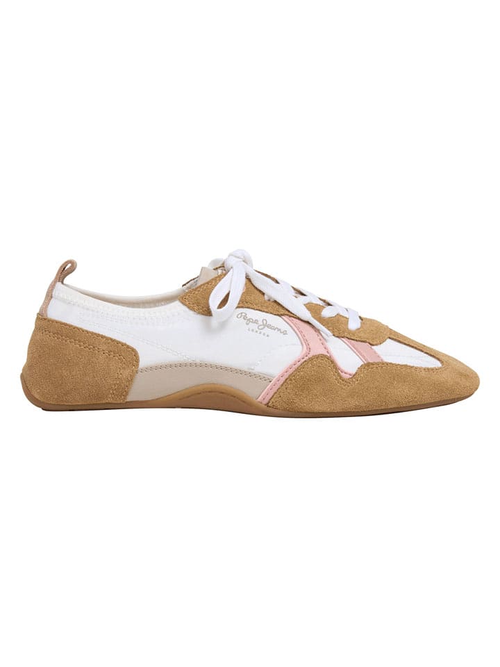 Pepe Jeans FOOTWEAR Leder-Sneakers in Weiß/ Hellbraun - 39