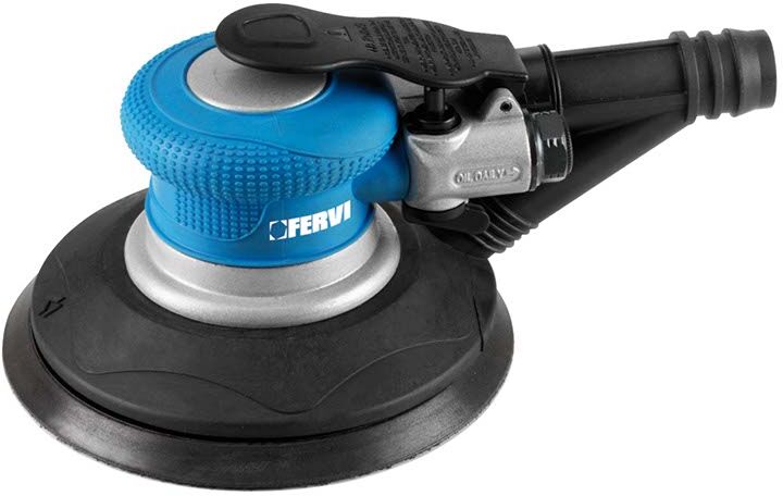 Fervi 0421 Levigatrice pneumatica rotorbitale da 150 mm con aspirazione integrata