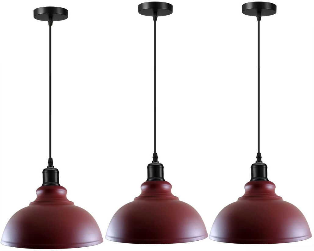 Rio 1 - Light Dome Pendant Burgundy 17cm H X 29cm W X 29cm D