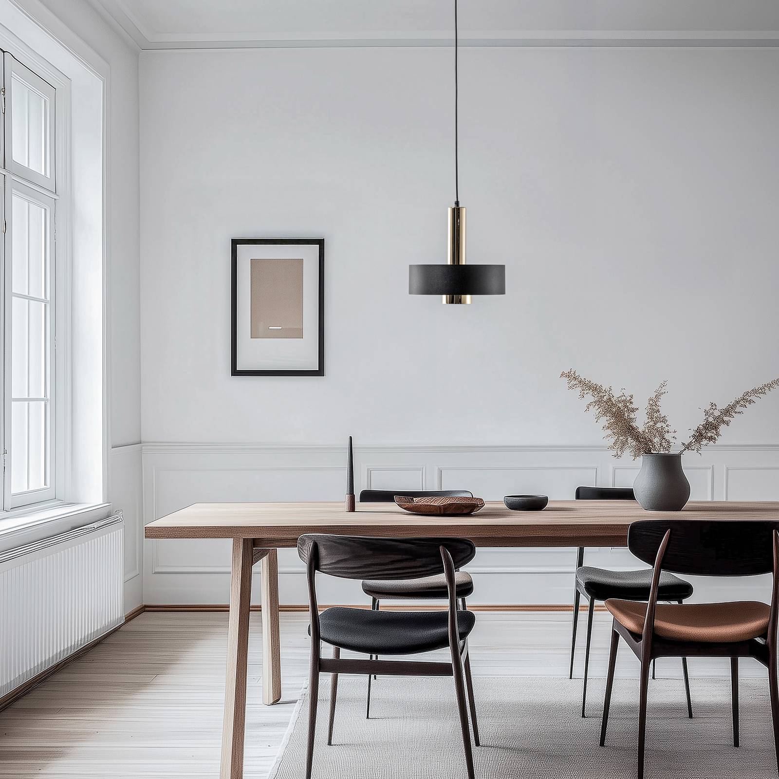 Hängelampe Rif Lux SIGMA, dimmbar, schwarz, für Wohn- / Esszimmer, Metall, Modern, Pendelleuchte