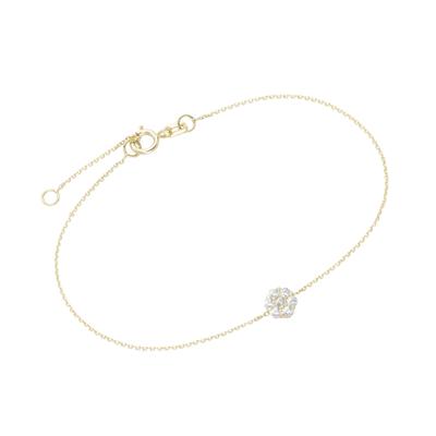 Armband LUIGI MERANO "Mittelteil Blüte mit Zirkonia, Gold 375", gold, Armbänder, Damen, 19,5cm, Gelbgold 375, Armband