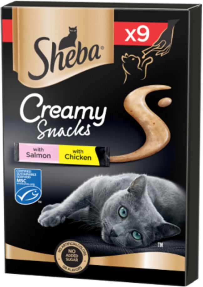 Sheba Snack Gatto Creamy Snack Pollo e Salmone 9X12G