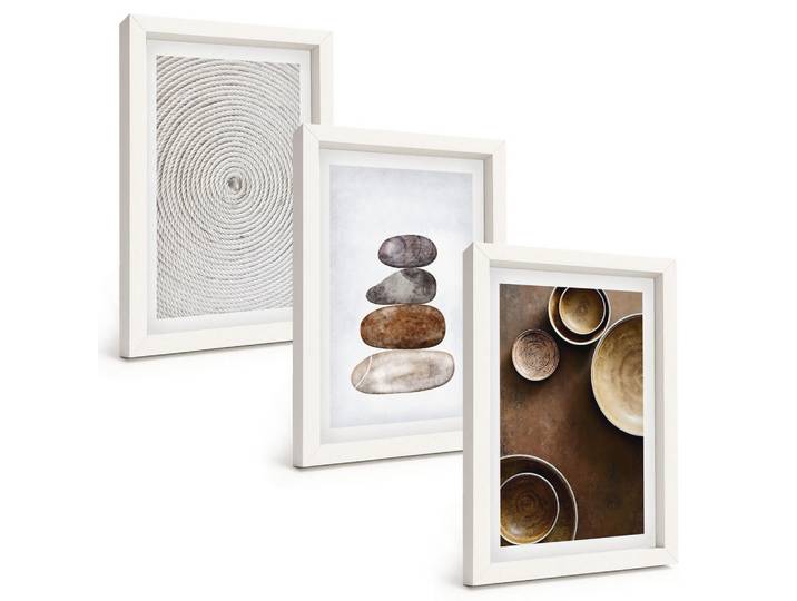 Tulup Bilder SET 3er Set - 20x30 cm Weißer Rahmen - Texturen in der modernen Kunst, Kunststoff, Rechteckig, 20x30 cm, gerahmt, Bilder & Rahmen, Bilder