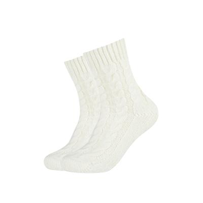 Socken CAMANO "warm & cozy", Damen, Gr. 39-42, weiß (egret), Materialmix, unifarben, Socken Socken, mit Zopfmuster, Rippenbündchen
