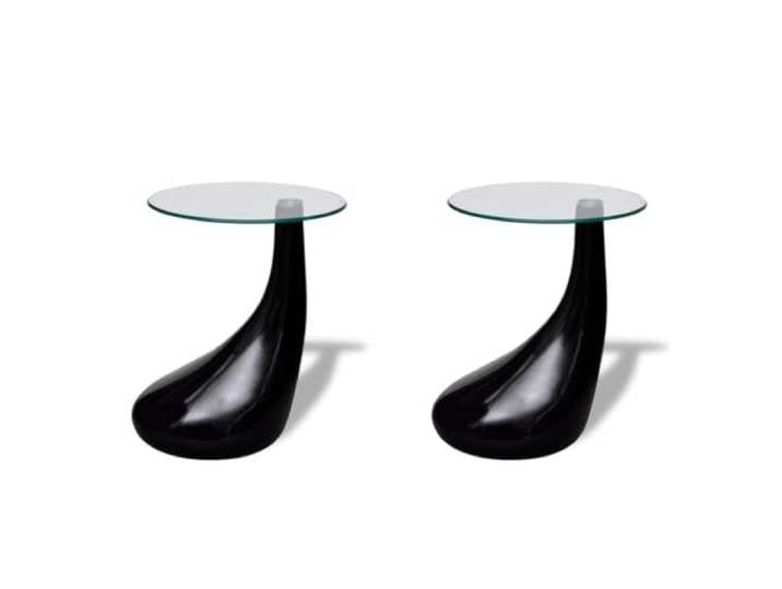 HKLGBVCR Couchtisch, Hartglas, Schwarz, Hochglanz, 2 Stück