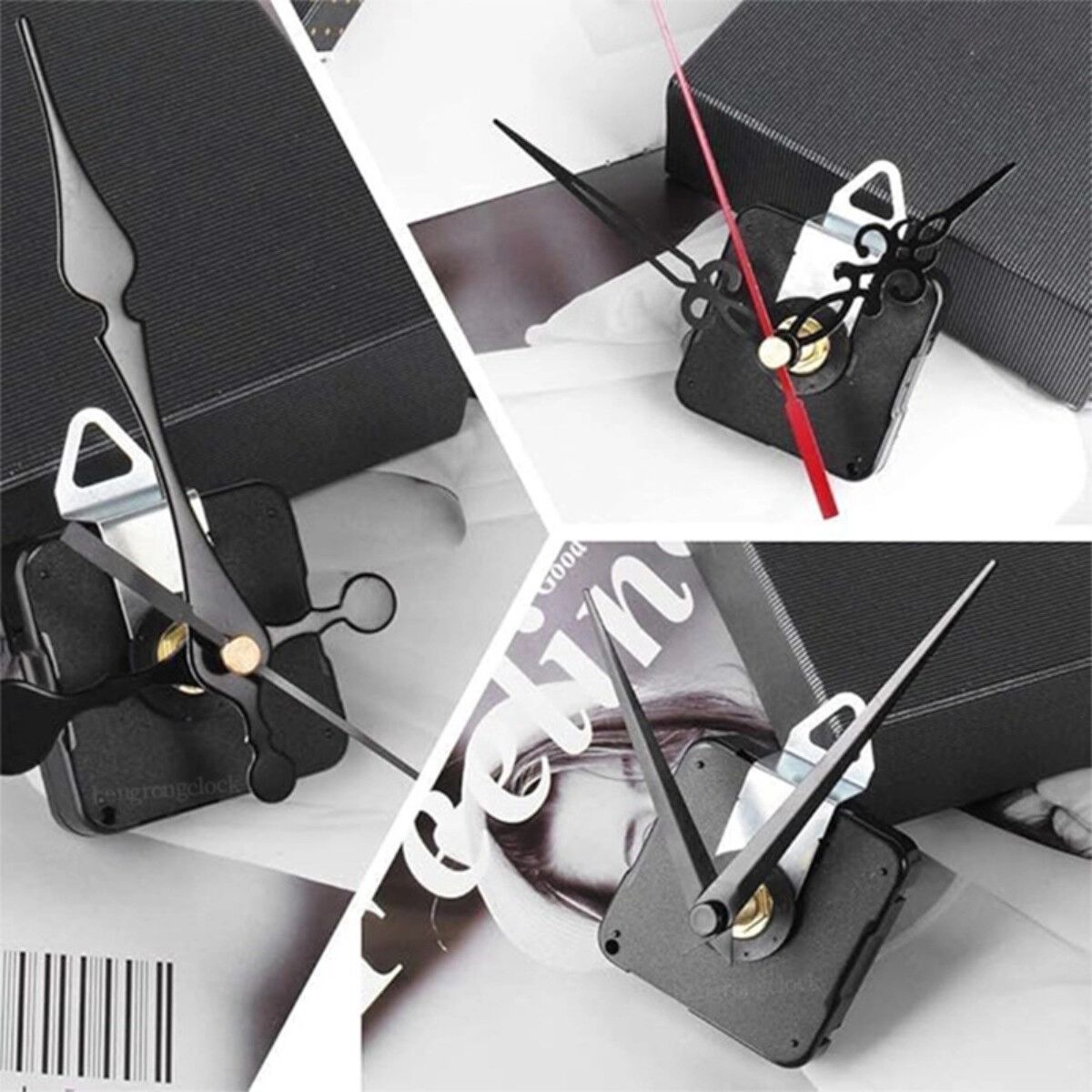 INF Kit silencieux de mouvement d'horloge DIY - 5 ensembles, arbre 31mm, acrylique + douille en laiton, aiguilles multicolores