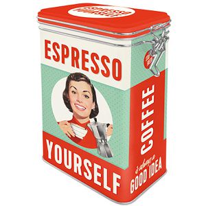 Nostalgic-Art Kaffeedose Espresso Yourself, aus Metall, luftdicht, mit Bügelverschluss, mit Motiv, eckig, 1,3 Liter