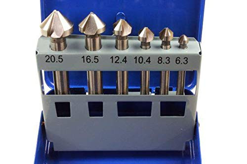 US PRO 6-delige HSS verzinkborenset voor conische verzinking, 6.3mm tot 20.5mm