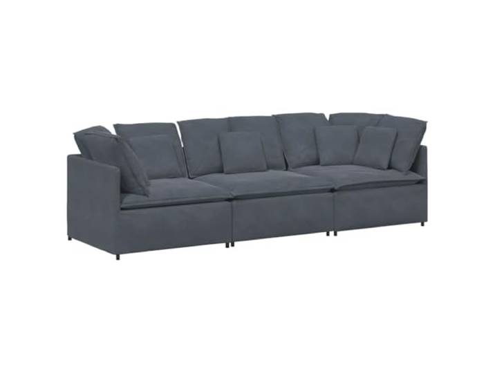 Makastle Modulares Sofa Couch mit Kissen Samt Dunkelgrau