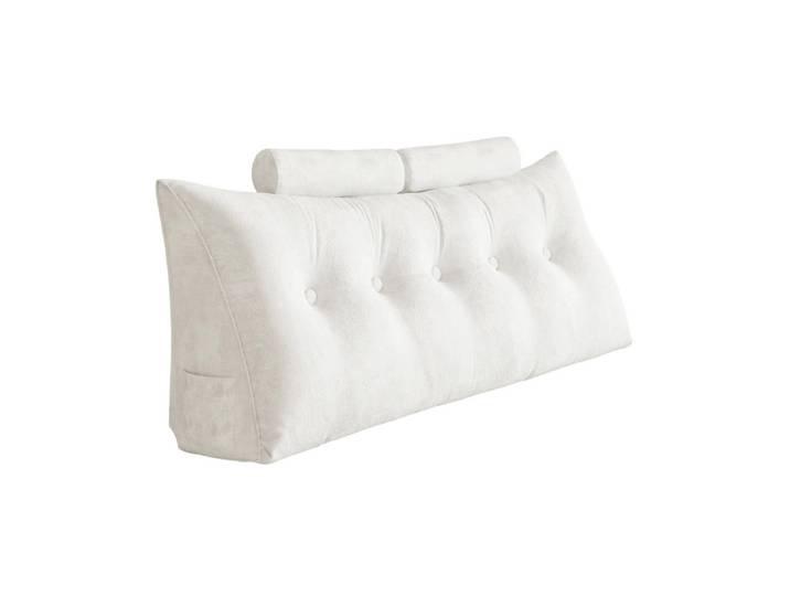 Vercart Keilkissen mit einem runden Kissen 3er-Set Samt Weiß 160cm, Mode, Füllung: Polyester, 20x160 cm, Heimtextilien, Wohntextilien, Kissen, Rückenkissen