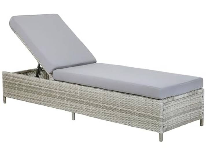 Rattanliege Gartenliege Loungeliege Relaxliege Terrassenliege grau Turin II
