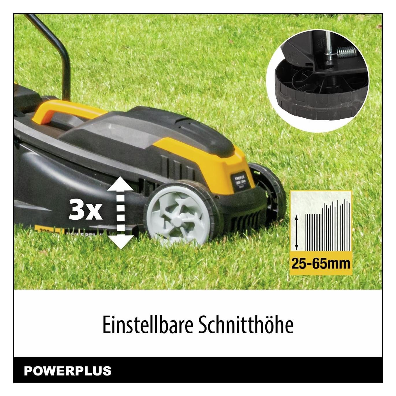 Powerplus Elektrischer Rasenmäher POWXG62205T 1300 W 220-240 V 32 cm 32 L (Netzbetrieb) (POWXG62205T)