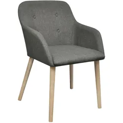 vidaXL Esszimmerstühle im 2er-Set aus hellgrauem Stoff und massiver Eiche, Modell Sérénité Plus