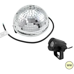 SATISFIRE Set Halbspiegelkugel 20cm + 1 x LED Pinspot 3W Warmweiss