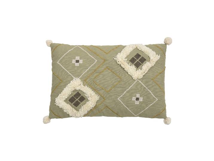 Coussin en coton multicolore, rectangulaire, à motifs, fermeture