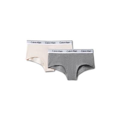 Hipster "2PK SHORTY", Mädchen, Gr. 140/146, Jersey, bunt (rosa, grau), Jersey, Obermaterial: 95% Baumwolle, 5% Elasthan, CALVIN KLEIN UNDERWEAR, unifarben, körpernah, Unterhosen, Mit Markennamen auf dem Bund, für Kinder