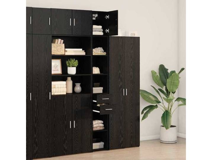 Noir Commode Salon CHIC Armoire de rangement 2 pcs Enfilade rangement Chêne noir 30x42 5x225 cm N10191