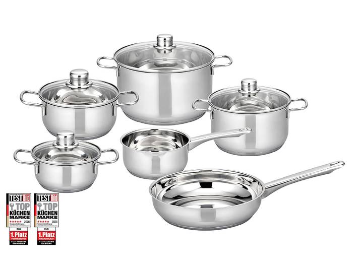 Topf-Set ELO BASIC Moonshine , silber (silberfarben), Töpfe, Topf-Set, mit Volumenskala