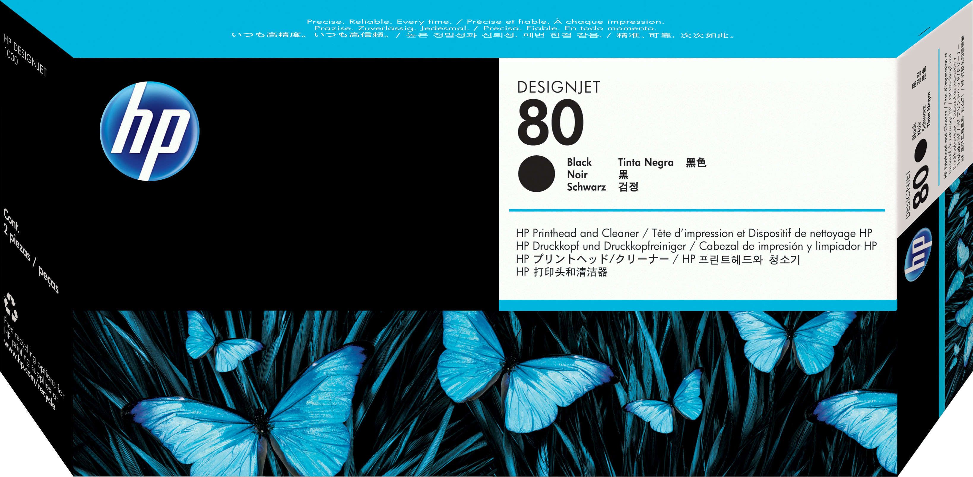 HP 80 Schwarz DesignJet Druckkopf und Druckkopfreiniger, HP Designjet 1000 Serie, Thermal Inkjet, Schwarz, C4820A, Singapur, 36 mm
