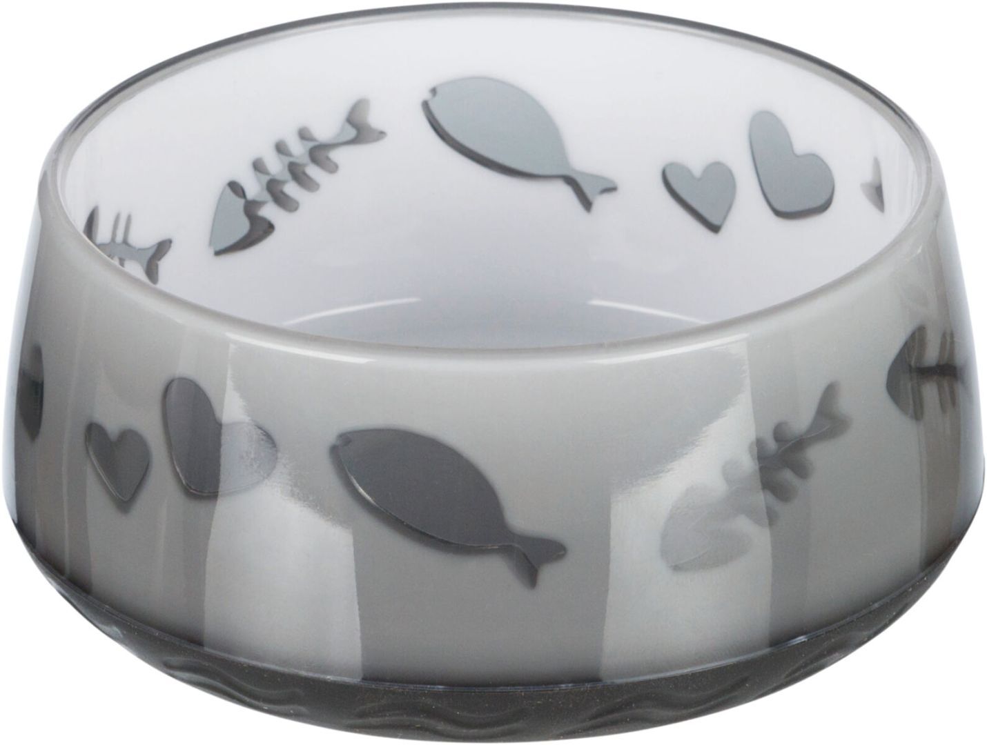 TRIXIE Napf, Fisch-Herz-Motiv, Kunststoff / Gummiboden, 0,3 l / Ø 12 cm