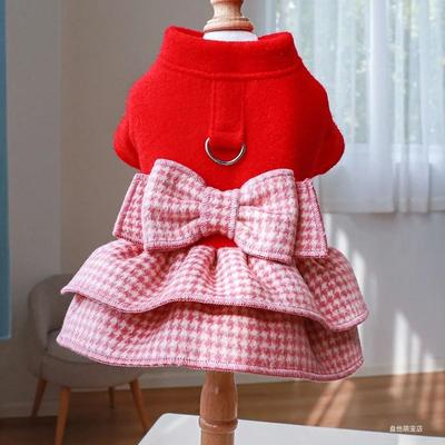 Uplifted Goods Cozy Red Princess Pet Dress With Traction Buckle For Autumn And Winter red xs