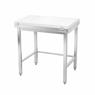 Edelstahl-Arbeitstisch 800x700 mm mit weißer Schneidplatte und Verstärkung PREMIUM - GOLDINOX