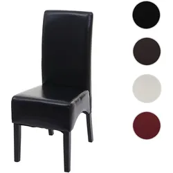 Esszimmerstuhl Latina, Küchenstuhl Stuhl, Leder ~ schwarz, dunkle Beine