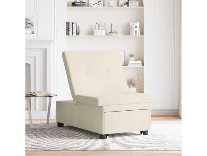 KTHLBRH Schlafsofa Creme 194 x 67 x 82 cm Samt Kompensierte Struktur, umbaubar, modernes Design, schwarze Beine, 110 kg
