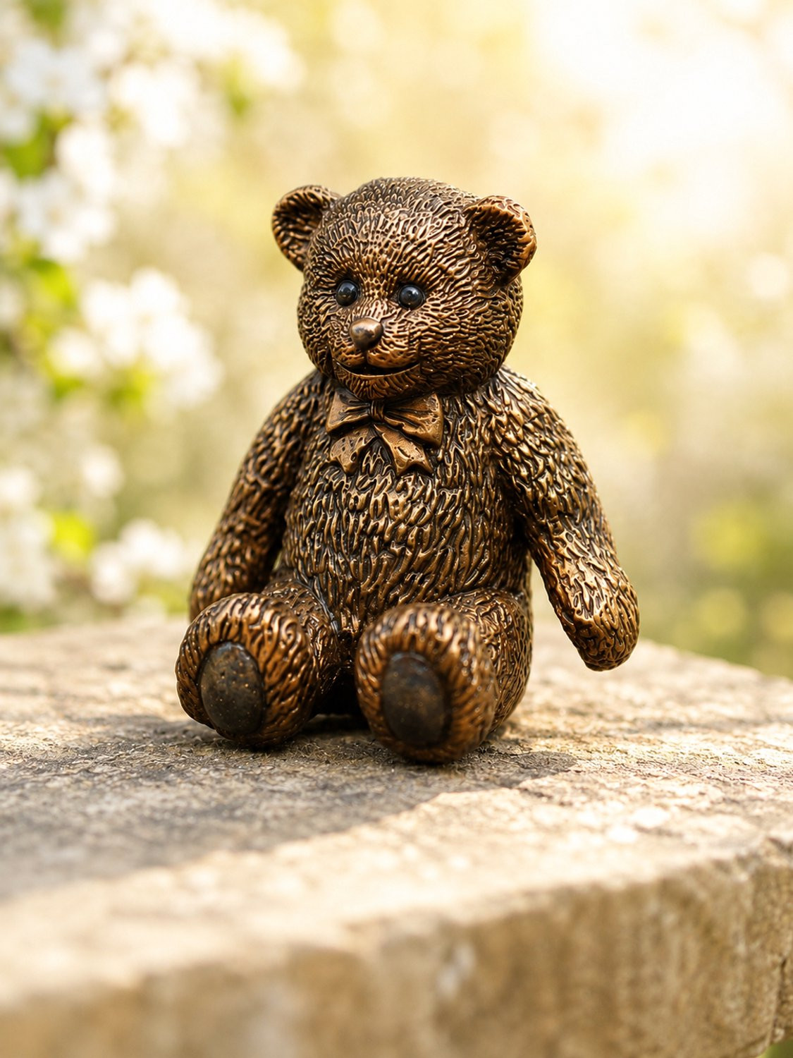 Bronzartes Tuinbeeld Teddybeer van Brons, Hoogte: 8 cm