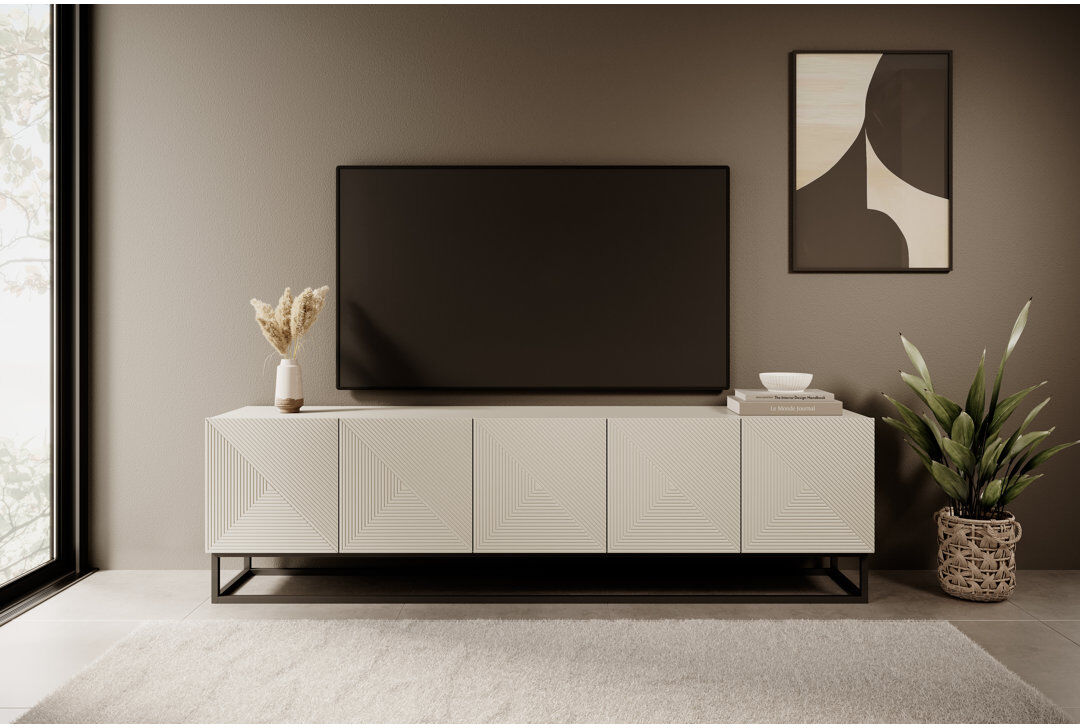 Ebern Designs Merril TV Stand for TVs up to 55" Cashmere/Black 55"