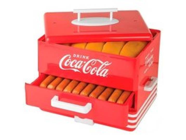 Appareil à hot-dog COCA COLA SHD-80CC - Rouge - 600W - Réglages de chaleur - Bac de cuisson vapeur