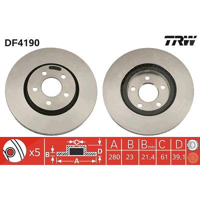 Trw Bremsscheibe [Hersteller-Nr. DF4190] für Chrysler