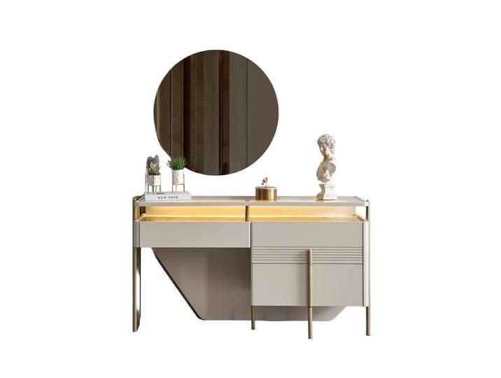 Villa Möbel Kommode Vega (Packung, 2 St., 1 St. Kommode), Kommode mit beleuchtetem Spiegel und Stauraum