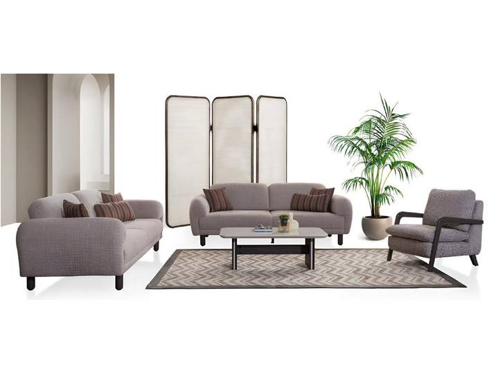 JVmoebel Polstergarnitur Stilvolles Sofa-Set Minimalistischer Stil Holzrahmen Weiches Kopfteil, (4-tlg)