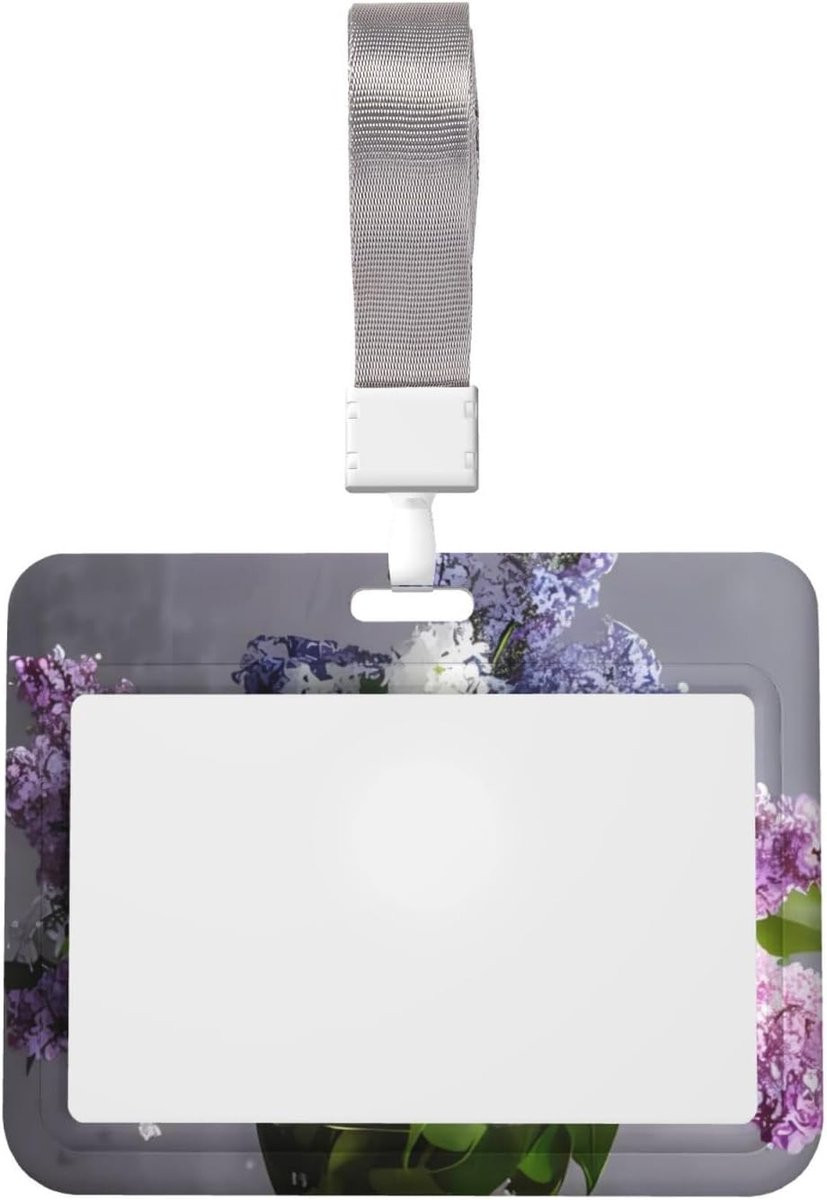 ID Badge Houder Wit Bloemig - Transparante Naam Tag - 10 x 8 cm